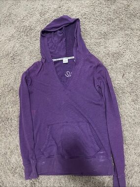 PINK Victoria's Secret Purple Hooded V-Neck Sweater